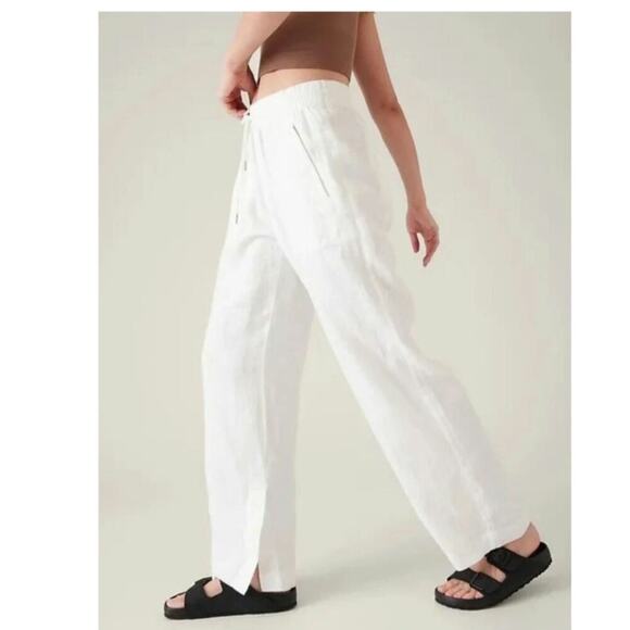 Athleta Retreat Linen Wide Leg Pants in White Calla Lily, sz 16 - Picture 6 of 16